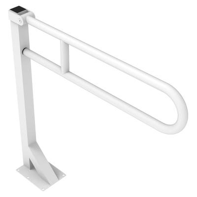 China Indoor Modern 201 Stainless Steel Pull Up Grab Bar With Leg And Paper Holder Powder Coating White for sale