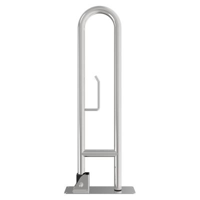 China Modern 304 Stainless Steel Bathroom Washroom Disabled Safety Polish Folding Grab U-Handle With Paper Holder for sale