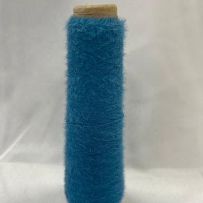 China Ring Spun Wholesale Supplier 100% Peacock Blue 1.0 Nylon Feather Crochet Knitting Yarn for sale