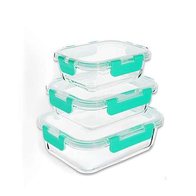 China Amazon 3pcs Borosilicate Glass Container Microwavable BPA Free Airtight Lunch Box With Lids for sale