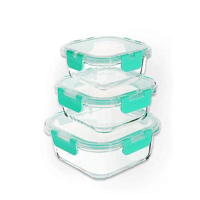 China Amazon 3pcs Microwavable Airtight High Quality Pyrex Glass With Lids Food Storage Container for sale