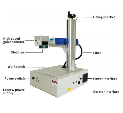 China Air-cooled Small Mini Color 3d Portable Mopa Fiber Laser Raycus Metal Fiber Laser Marking Machine 20w 30w 50w 100w with Rotary for sale