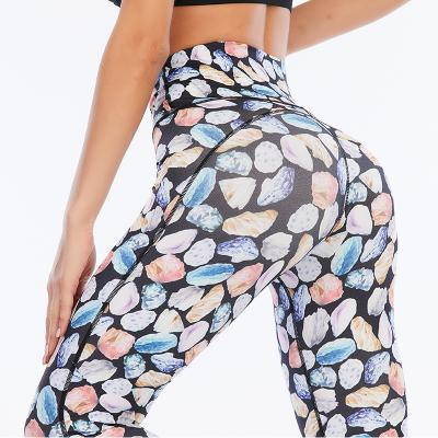 China 2021 New Fashion Anti-Static Women's Floral Printing Sports Gym Gaiters Yoga Pants Sportswear Easy Dry Pants for sale