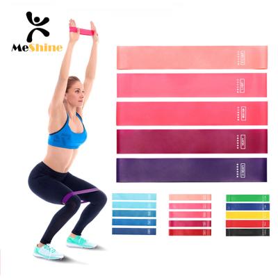 China Custom Printed Polyester Fabric Latex Exercise Resistance Gym Equipment Fitness Set of 5 Pink Mini Loop Bands for sale