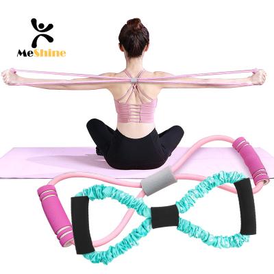 China Elastic Band Home Yoga Exercise Sit-UPS Fitness Equipment Women Open Shoulder Rope Figure 8 Gathering for sale