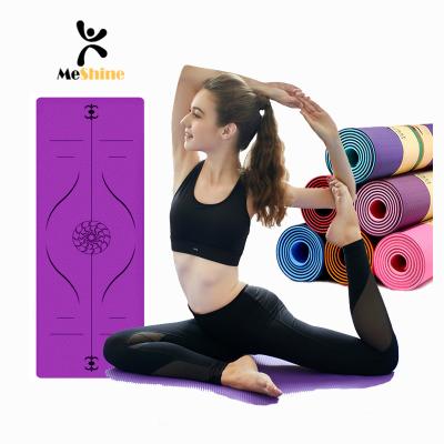 China OEM Print Suede Tape Double Layer Digital Non-Slip Tape Yoga Mat Eco-Friendly Eco-Friendly Blue Custom Yoga Mat 6mm Anti-Slip for sale