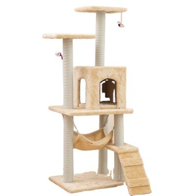 China Sustainable House Pet Products Large Outdoor Modern Luxury Wood Cat Tree Cat Climbing Tower for sale