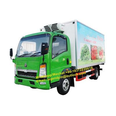 China For Frozen Goods SINTRUK HOWO RHD 4 Ton Cool Box Truck 14ft Reefer Box Refrigerated Box Cooling Truck for sale