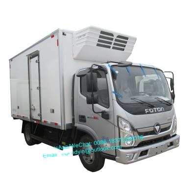 China Foton vegetable transport 3 ton van refrigerator fresh meat frozen food cooling truck for sale