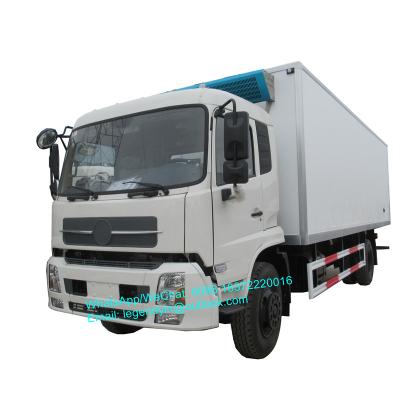 China Dongfeng 10 ton 4x2 6 wheeler freezer box ice cream baby cattle transport refrigerator van truck for meat and fish for sale