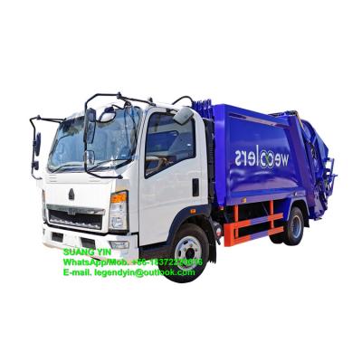 China HOWO Building Material Stores Refuse Rear Loader 6cbm 6 Ton Garbage Compactor Truck for sale