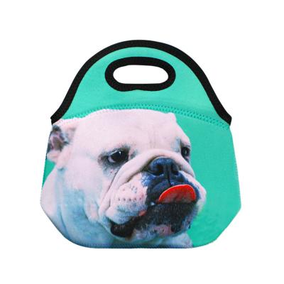 China Custom Handheld Lunch Bag Fashional Sublimation Logo Neoprene Lunch Bag Portable Bags for sale