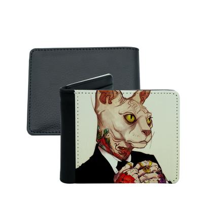 China Customized Waterproof Printable PU Leather Men's Hotsale Single Side White LOGO Transfer Heat Sublimation Sublimation Wallet for sale