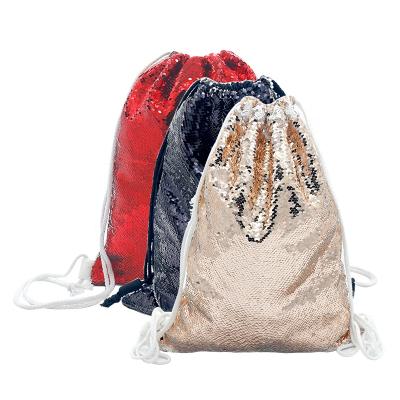 China Lightweight Custom Sublimation Sequin Drawstring Printable Backpack for sale