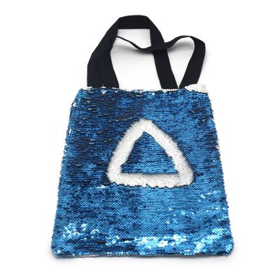 China Fashion Sublimation Handled Decorative Heat Transfer Printing Magic LOGO Sequin Shopping Bag Custom Blank Single Shoulder for sale