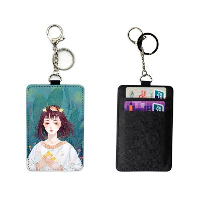 China Fashion Sublimation Custom Blank PU Credit Card Holder Key Chain Sublimation Leather Card Holder for sale