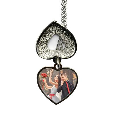 China 2022 New DIY Romantic Sublimation Blank Heart Cut Out Sliding Pendant Necklace For Valentine's Day Gift for sale