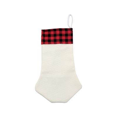 China Pet Paw Shaped Plaid Christmas Stocking Christmas Decoration New Arrival Personalized Christmas Stocking Christamas Decoration for sale