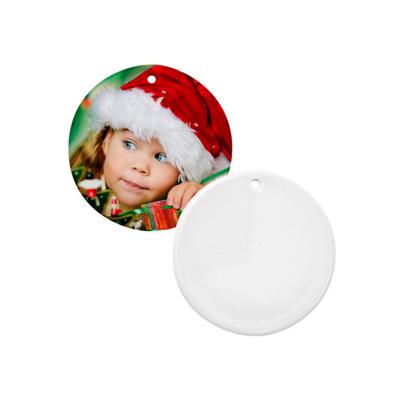 China Christmas Tree Ornament 3 Inch Blank Round Custom Sublimation Ceramic Christmas Ornaments for sale