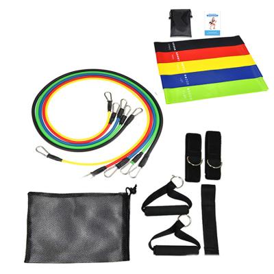 China Fitness Anti-Slip Workout Stacking Up Resistance Bands Elastic Muscle Building Exercise Bands Latex Resistance Tube Set 11pcs for sale