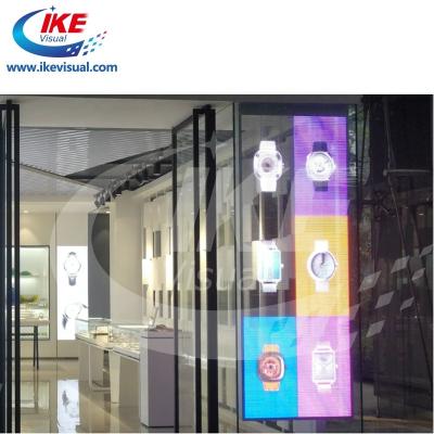 China P3.9 Rental Glass Window LED Display 5000 Nits 500*100 transparent lED curtain for sale