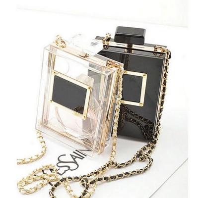 China New Fashion Paris Clutch Bag 2021 Clear Acrylic Clutch Bag Banquet Bottle Crystal Ladies Crossbody Purse Perfume for sale