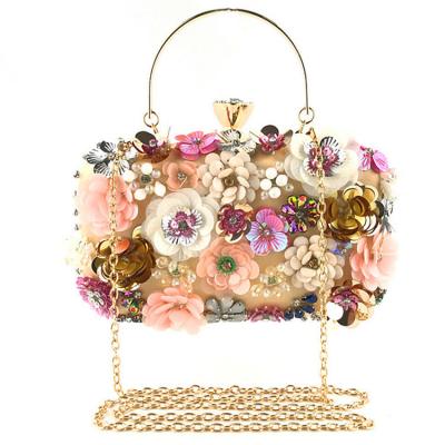 China Women's Beaded Embroidery Party Evening Clutch Bag Purse Wallet Metal Full Flower Party Dresses Beaded Embroidery Evening Clutch Bag for sale