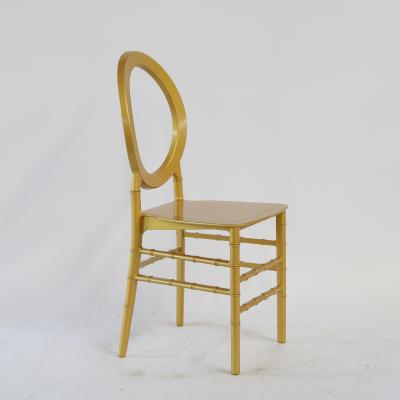 China Modern Resin O Back Chiavari Event Gold Dining Chairs For Garden Party Rental for sale