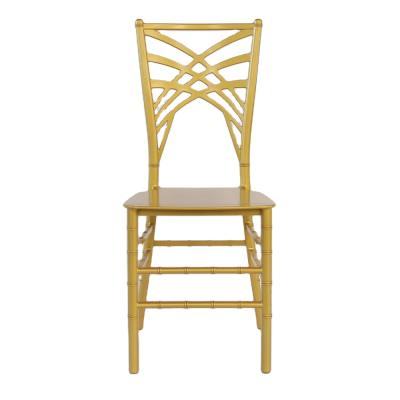 China Modern Plastic Cross Back Chiavari Gold Fanfare Chair Wedding For Wedding for sale