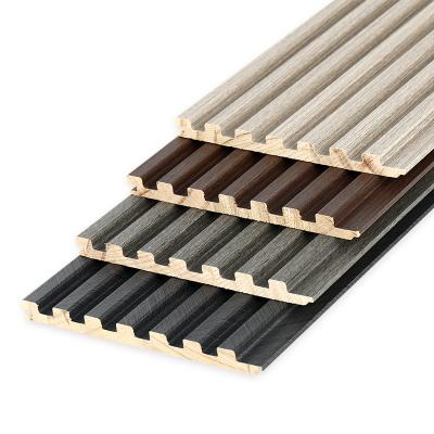 China 3D Factory Wall Plank Grill Panel Slabs Home Decor Moisture Proof Indoor Fluted Solid Wood Interior Wall Panel for Hotel for sale