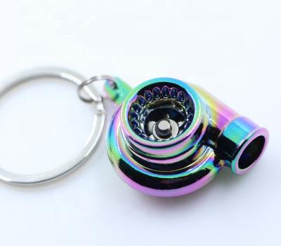 China Promotion Gift Turbo Key Chain, Creative Multicolor Hot Sleeve Bearing Rotating Turbine Turbocharger Keychains Keyring for sale