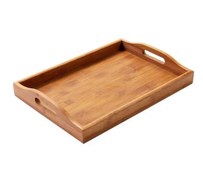 China Europe\North America Bamboo Food Serving Tray With Double Handles For Breakfast In Serving And Over Bed Part 16 x 11 x 2.3 inch for sale