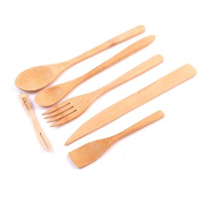 China Sustainable Nature Wood Bamboo Wooden Cutlery Set Travel Utensils Set Knife Fork Spoon for sale