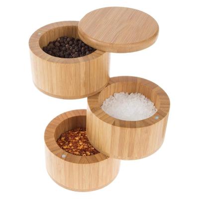 China 3 Tier Bamboo Multi Compartment Storage Container For Spices Herbs Or Seasoning-Modern Sustainable for sale