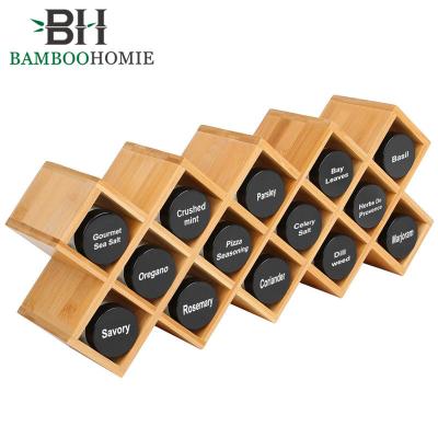 China 18-Jar Cupboard Cupboard Wall Mount Door Spice Storage Sustainable Bamboo Spice Rack for sale