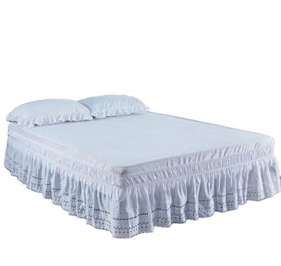 China American Cavity Embroidered Bed Skirt One Piece Pleated Bed Skirt All-match White Pleated Bed Skirt Home Wholesale for sale