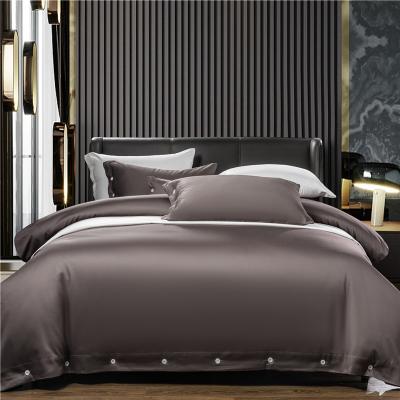 China Nondisposable modern simple luxury solid color four-piece satin bedspread set long-staple cotton bedspread for home dormitory for sale