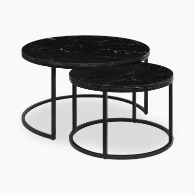 China Convertible Hotel Restaurant Living Room Furniture Metal Round Marble Electroplating Coffee Table for sale