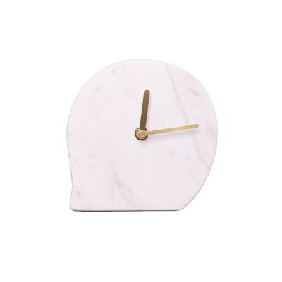 China Europe Home Hotel Room Display Cabinet Desktop Decoration Water Drop Modeling Ornaments Natural Marble Clock for sale