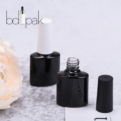 China Empty clear matte black glass UV gel nail polish cosmetic packaging bottle with cap and brush for sale