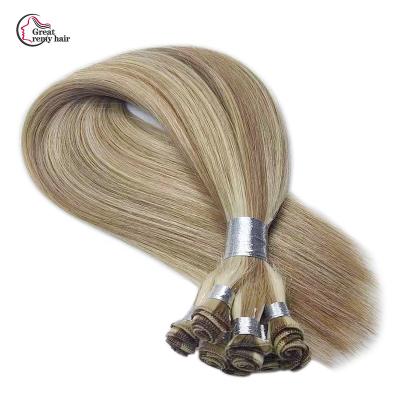 China Russian Wave Hand Tied New Weft Hair Genius Weft Hair Can Be Cut Remy Hand Tied Hair Genius Weft Extension for sale