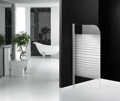 China White Stripe Bathtub Shower Screen Glass Pivot Open Type For Bathroom for sale