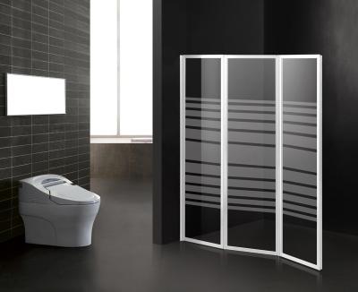 China Foldable Bathtub Shower Screen Stripe Pattern Bathroom Partition Shower Door for sale