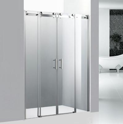 China Bright Frame Bathroom Glass Shower Doors Sliding Shower Screens 15cm Adjustment for sale