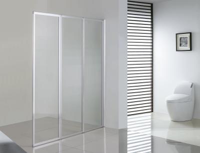 China 3 Panel Folding Bath Screen 1300 X 1400 / Three Fold Shower Screen Chrome Framed for sale