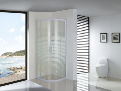 China White Parallel Line Printed Curved Shower Glass Enclosure With Screws Installation for sale