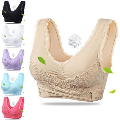 China QUICK DRY Ladies Radio Seamless Lift Up Yoga Running Plus Size Front Side Buckle Lace Sports Bra Gathered Cross for sale