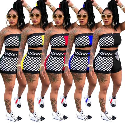 China Breathable 2021 Tube 2 Piece Pants Set Two Piece Summer Outfits Biker Shorts Sets For Women Clothing for sale