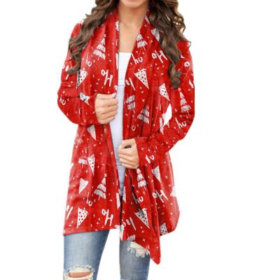 China Hot Sale QUICK DRY Plus Size Casual Printed Women's Cardigan Sweater Coat For Christmas for sale