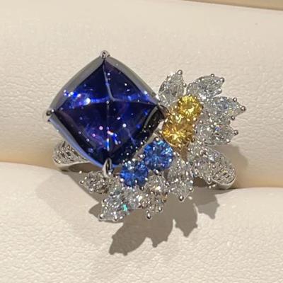 China New Product Romantic Institute Of Statistics Cold Wind Color Niche Treasure Jewelry Female Sapphire Hesui Opening Ring for sale